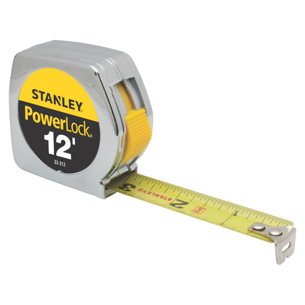 Stanley® 33-312 PowerLock® Metal Case Tape Rule, 3/4" x 12', Chrome