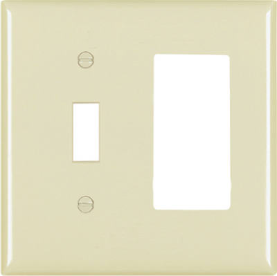 Pass & Seymour SP126IU Combination Toggle & Decorator Wall Plate, 2 Gang, Ivory