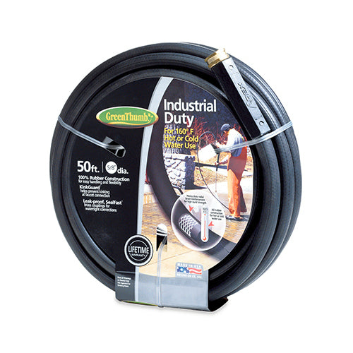 Green Thumb 136-911 Industrial Duty Rubber Garden Hose, 5/8" x 50', Black