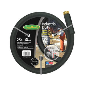 Green Thumb 137-885 Industrial Duty Rubber Garden Hose, 5/8" x 25', Black