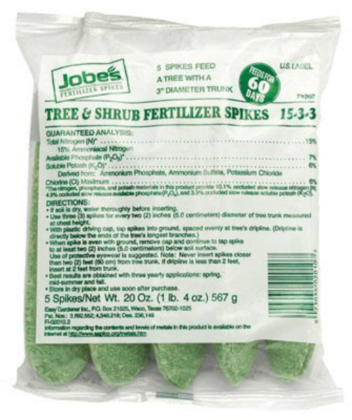 Jobe’s® 02010 Tree & Shrub Fertilizer Spikes with Cap, 15-3-3, 5 Pack