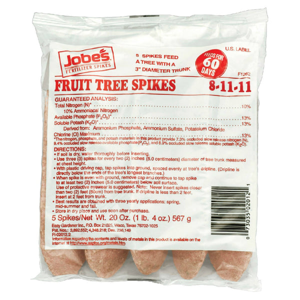 Jobe’s® 02012 Fruit Tree Fertilizer Spikes with Cap, 8-11-11, 5 Pack