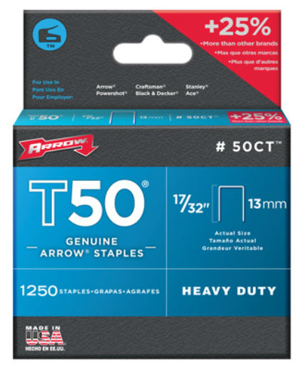 Arrow Fastener 50CT24 Heavy Duty Ceilite Staple, 17/32", 1250-Pack