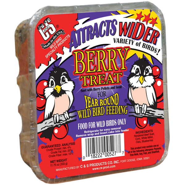 C&S® 12527 Berry Treat Suet Cake for Wild Bird, 11.75 Oz