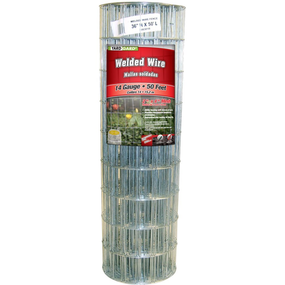 YardGard® 308301B Galvanized Welded Wire Fence, 14-Gauge, 4"x2" Mesh, 36"x50'