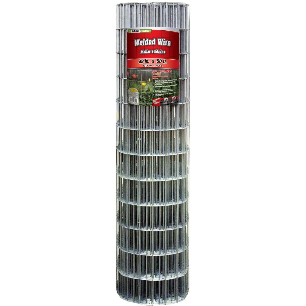 YardGard® 308302B Galvanized Welded Wire Fence, 14-Gauge, 4"x2" Mesh, 48"x50'