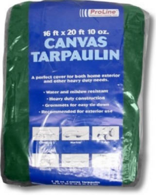 Proline K-CT0608G Hunter Green Canvas Tarp, 6' x 8', 10 Oz