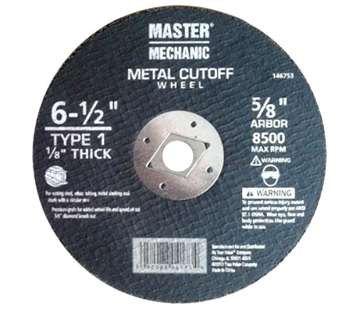 Master Mechanic 146753 Abrasive Saw Blade Metal Wheel, 1/8" Arbor, 6-1/2"