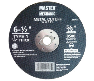Master Mechanic 146753 Abrasive Saw Blade Metal Wheel, 1/8" Arbor, 6-1/2"