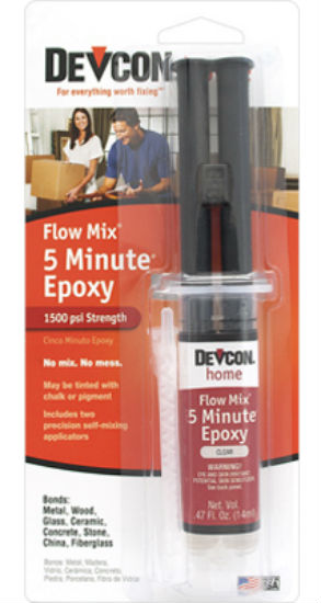 Devcon 20445 Flow-Mix 5-Minute Epoxy, Clear, 14 ml Syringe
