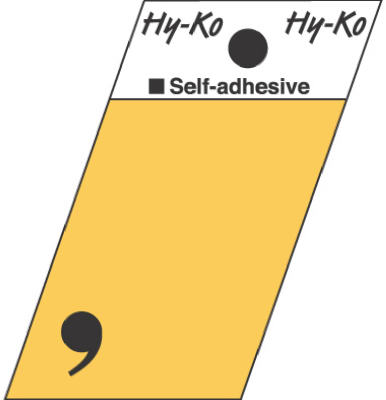 Hy-Ko GR-10/ Press-On Aluminum Comma (,) Symbol, 1-1/2", Gold/Black