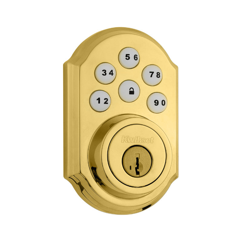 Kwikset® 909-LO3-SMT-CP SmartCode™ Electronic Deadbolt, Polished Brass