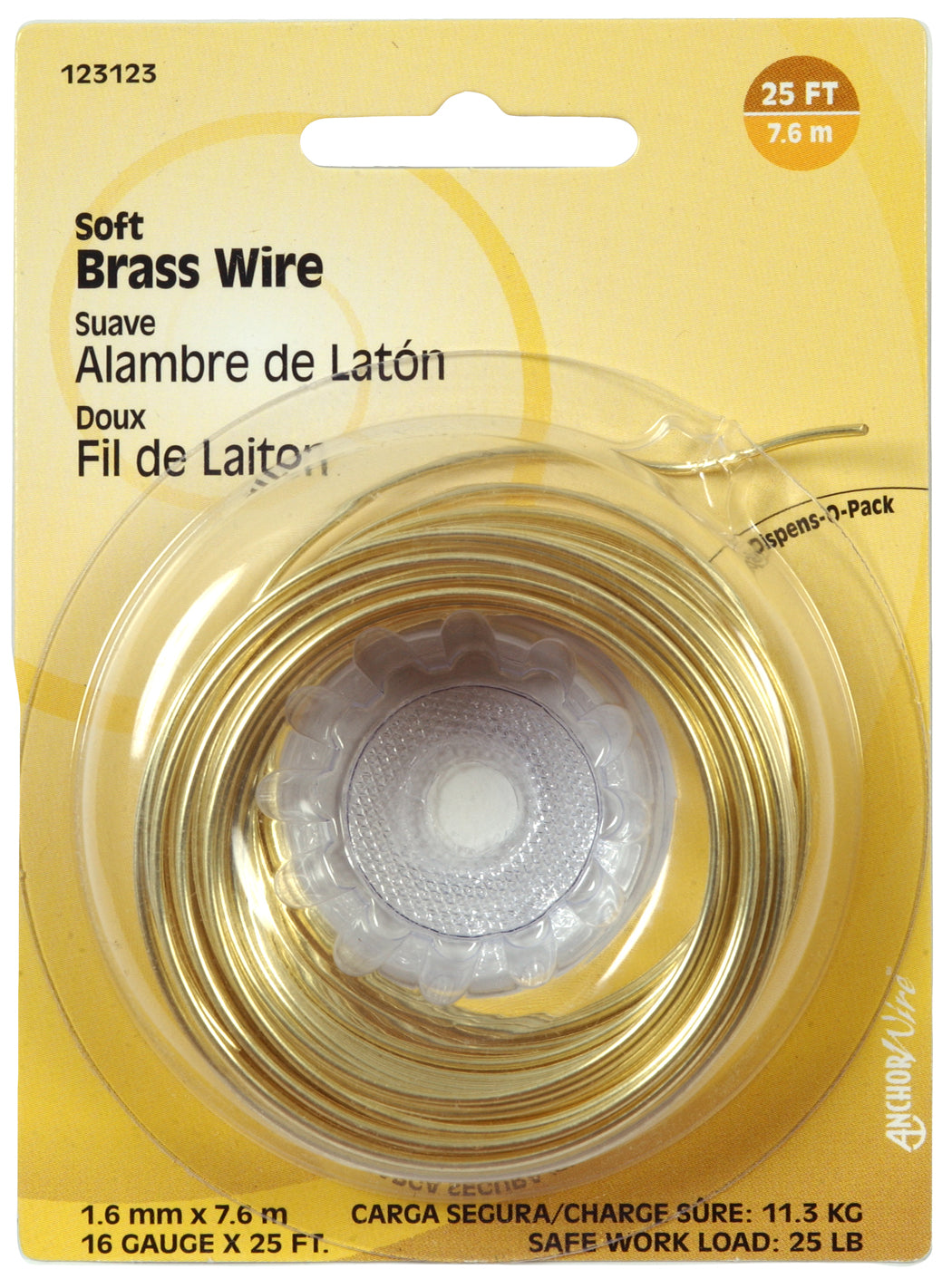 Hillman Fasteners 123123 Soft Wire Brass, 16 Gauge, 25'