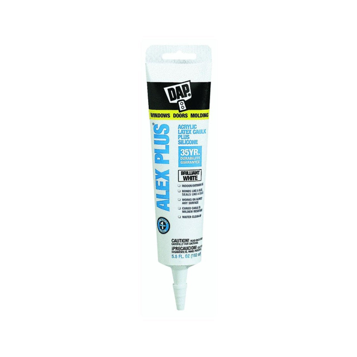 Dap® 18128 Alex Plus® Acrylic Latex Caulk Plus Silicone, 5.5 Oz, White