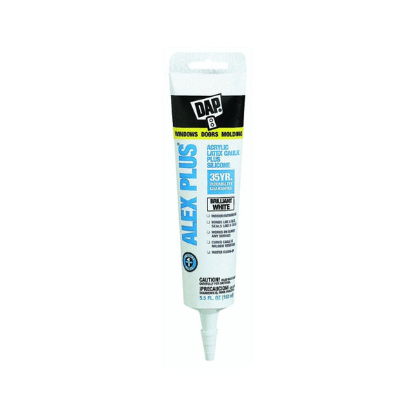 Dap® 18128 Alex Plus® Acrylic Latex Caulk Plus Silicone, 5.5 Oz, White
