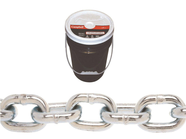 Campbell® 0140623 Grade 30 Proof Coil Chain, 3/8", Zinc Plated, 63' per Pail