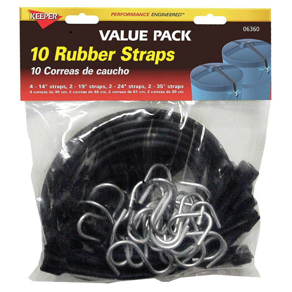 Keeper® 06360 EPDM Rubber Strap Assortment, Assorted Sizes, 10-Piece