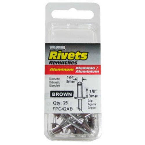 Surebonder® FPC42AB Short Aluminum Brown Rivet, 1/8" Dia., 25-Pack
