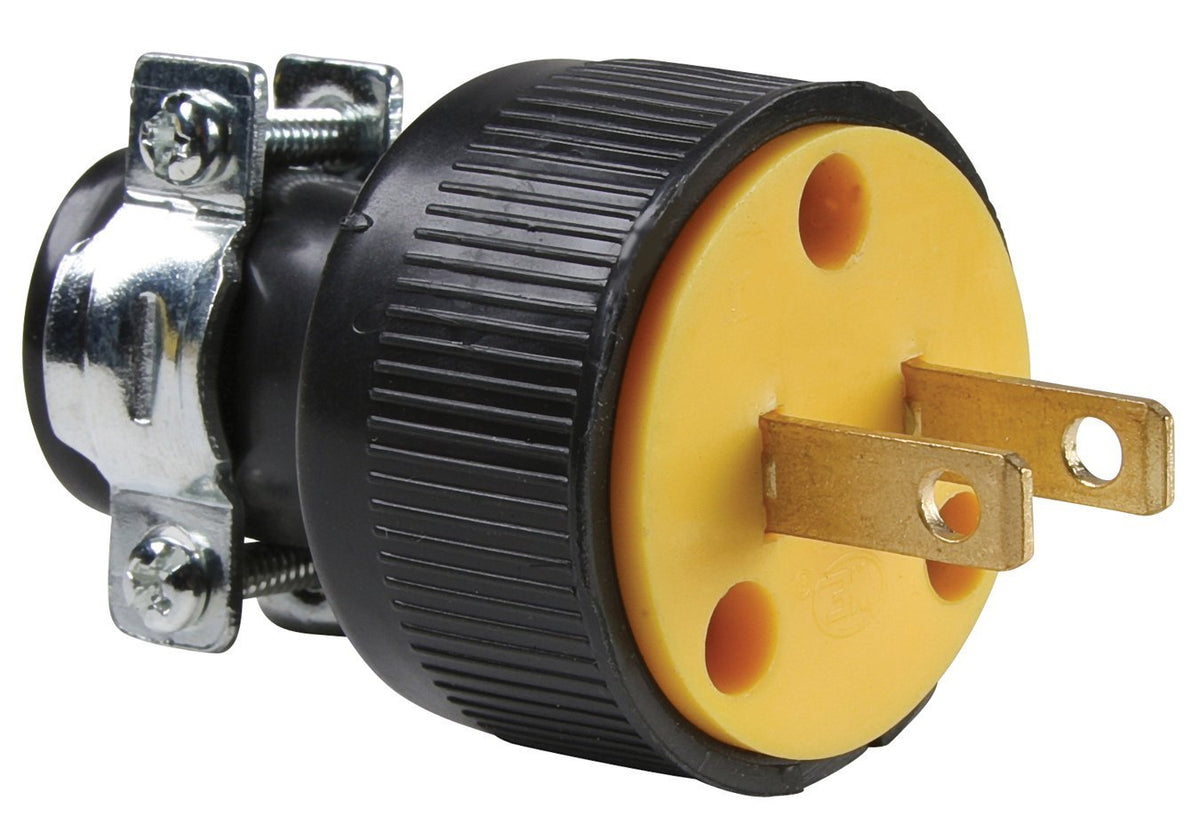 Pass & Seymour Residential Grade 2 Wire Plug, 15A, 125V, Black