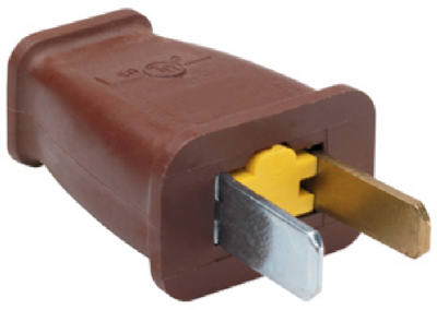 Pass & Seymour SA540CC10 Straight Blade Polarized Plug, 15A, 125V, Brown