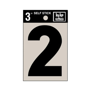 Hy-Ko 30402 Self-Stick Vinyl Die-Cut Number 2 Sign, 3", Black