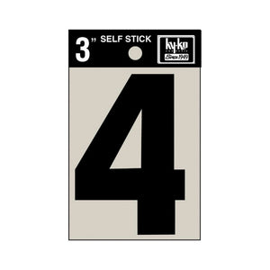 Hy-Ko 30404 Self-Stick Vinyl Die-Cut Number 4 Sign, 3", Black