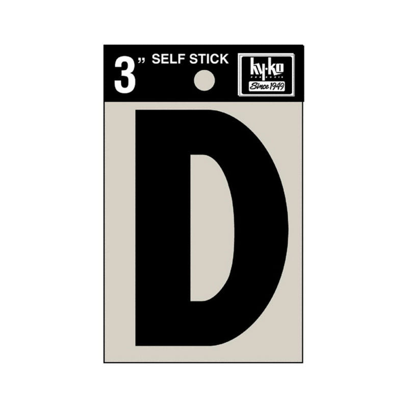 Hy-Ko 30414 Self-Stick Vinyl Die-Cut Letter D Sign, 3", Black