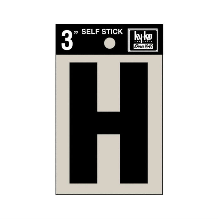 Hy-Ko 30418 Self-Stick Vinyl Die-Cut Letter H Sign, 3", Black