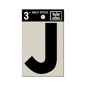 Hy-Ko 30420 Self-Stick Vinyl Die-Cut Letter J Sign, 3", Black
