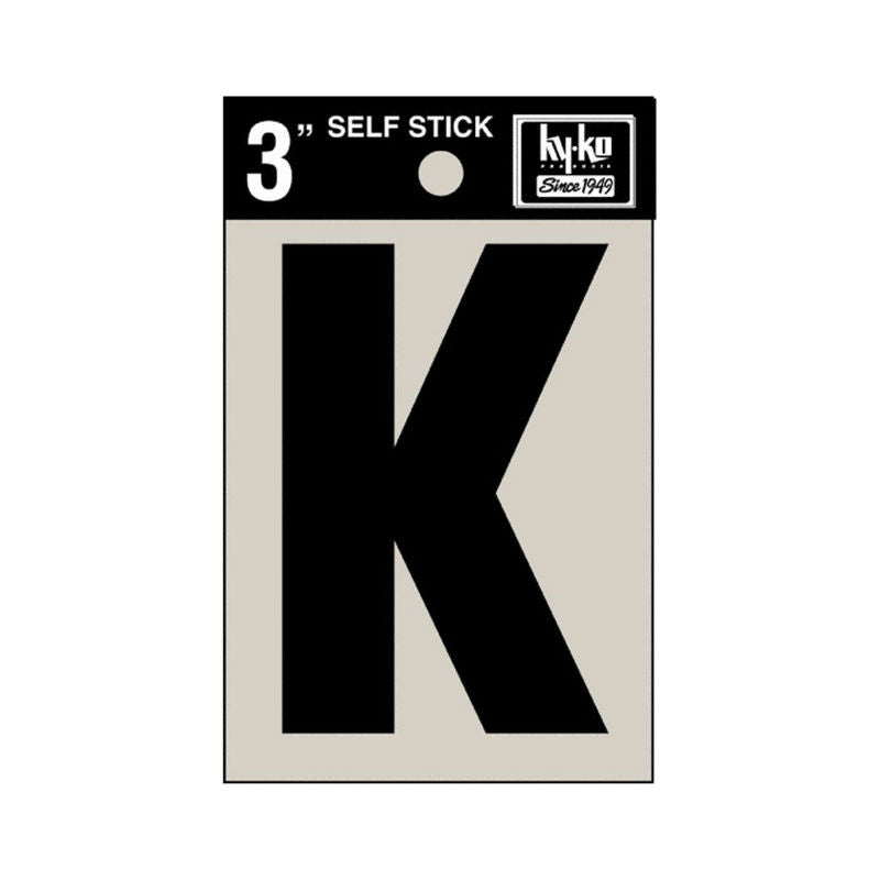 Hy-Ko 30421 Self-Stick Vinyl Die-Cut Letter K Sign, 3", Black