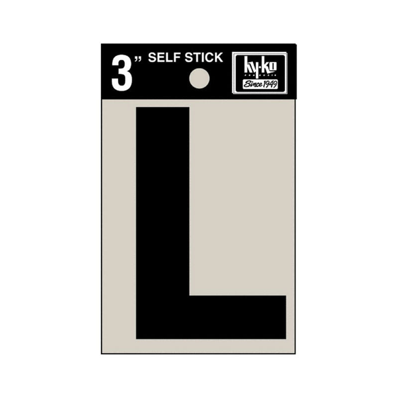 Hy-Ko 30422 Self-Stick Vinyl Die-Cut Letter L Sign, 3", Black