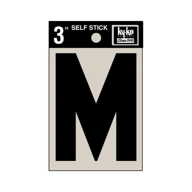 Hy-Ko 30423 Self-Stick Vinyl Die-Cut Letter M Sign, 3", Black