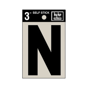 Hy-Ko 30424 Self-Stick Vinyl Die-Cut Letter N Sign, 3", Black