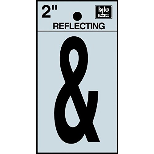 Hy-Ko RV-25/ Reflective Adhesive Vinyl Ampersand (&) Symbol, 2", Black/Silver