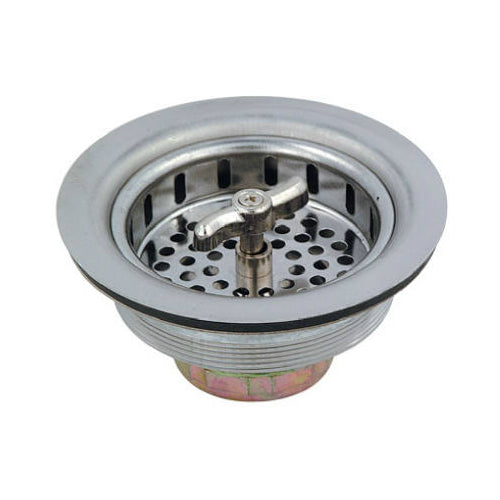 Master Plumber 176-112 Turn & Seal Basket Sink Strainer, 3-1/2", Chrome Finish