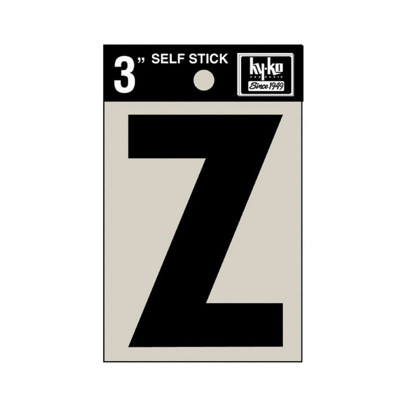 Hy-Ko 30436 Self-Stick Vinyl Die-Cut Letter Z Sign, 3", Black