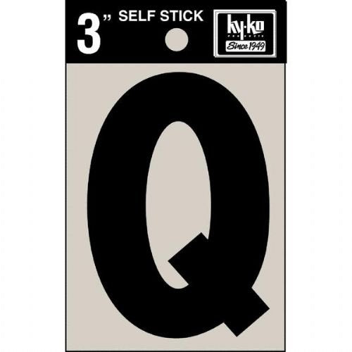 Hy-Ko 30427 Self-Stick Vinyl Die-Cut Letter Q Sign, 3", Black