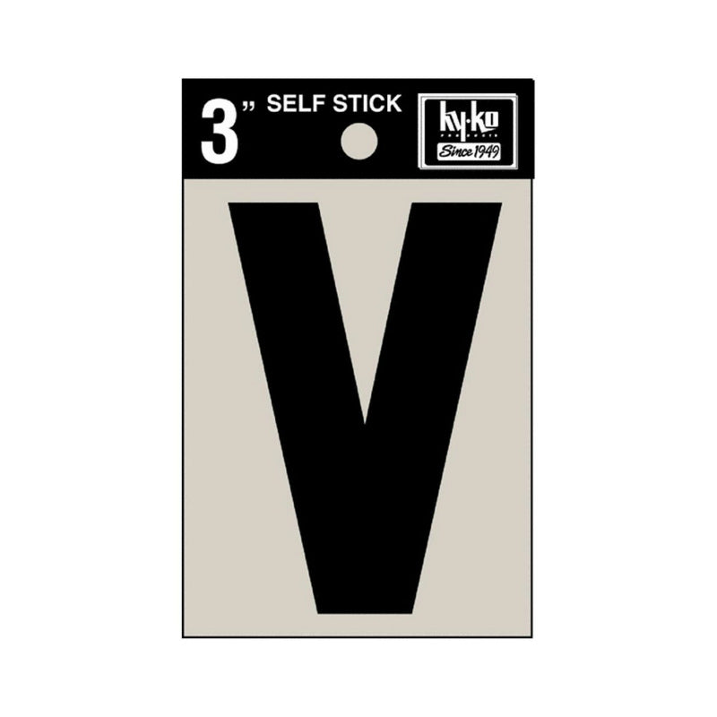 Hy-Ko 30432 Self-Stick Vinyl Die-Cut Letter V Sign, 3", Black