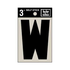 Hy-Ko 30433 Self-Stick Vinyl Die-Cut Letter W Sign, 3", Black