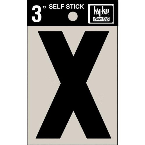 Hy-Ko 30434 Self-Stick Vinyl Die-Cut Letter X Sign, 3", Black