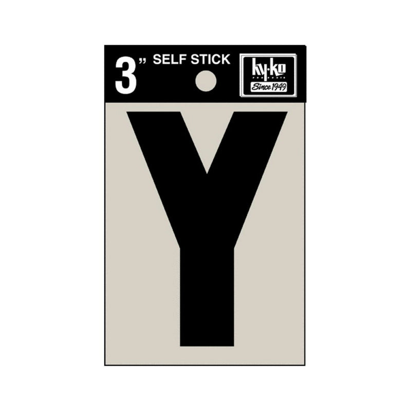 Hy-Ko 30435 Self-Stick Vinyl Die-Cut Letter Y Sign, 3", Black