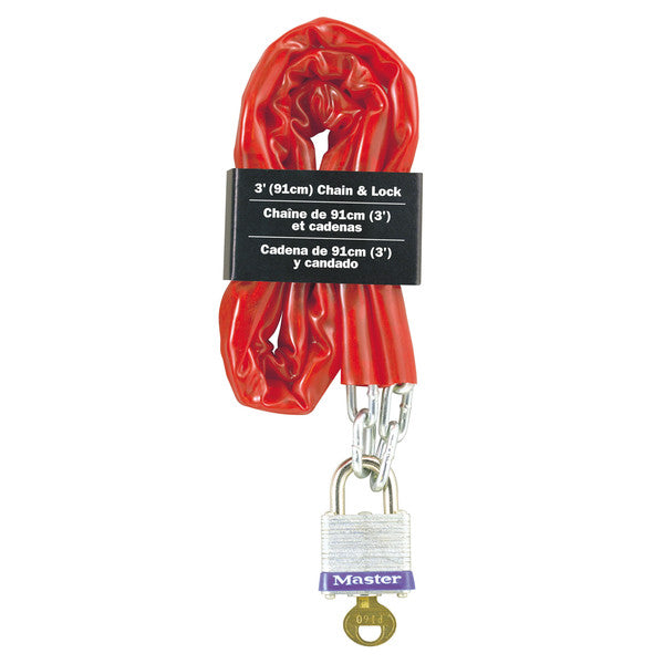 Master Lock 716D Laminated Chain & Chain Lock, 1-1/8" x 3'