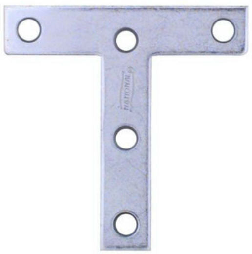 National Hardware® N113-704 T-Plate with Screws, 3" x 3", Zinc, 2-Pack