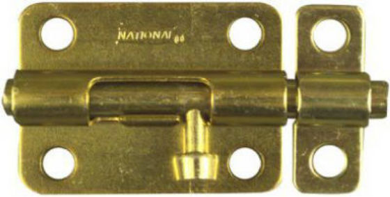 National Hardware® N151-589 Barrel Bolt with Screws, 3", Dull Brass