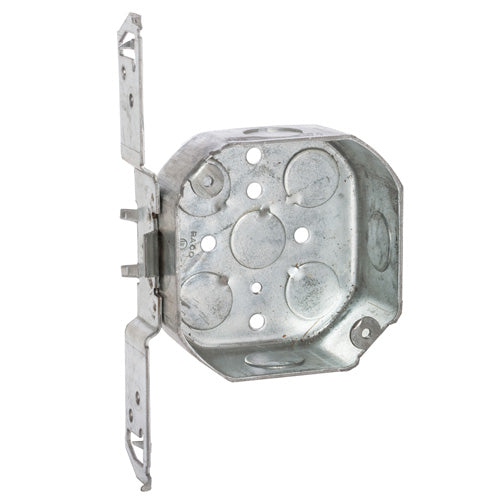 RACO® 161 Steel FA-Bracket Octagon Box with Conduit Knockout, 4" x 1-1/2" Deep
