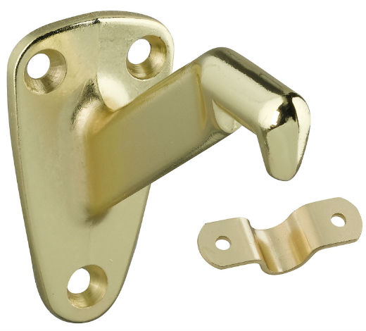 National Hardware® N112-888 Handrail Bracket with Screws, Bright Brass