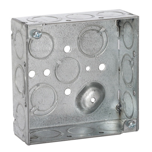 RACO® 8189 Welded Corners Square Box, Welded with Conduit KO's, 4" x 1-1/2" Deep