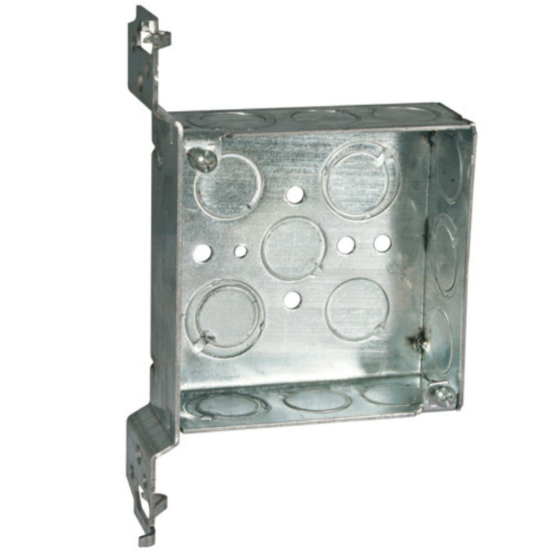 RACO® 8196 Steel FS Bracket Square Box, Welded with Conduit KO's, 4" x 1-1/2"