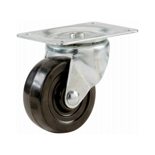 Shepherd Hardware 9478 Rubber Wheel Swivel Plate Caster, 2-1/2"