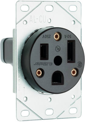 Pass & Seymour Straight Blade Receptacle, 50A, 250V, Black
